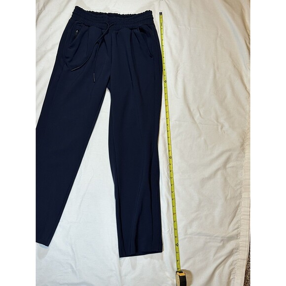 Athleta Metropolis Straight Leg Pants Womens 0 Navy Blue Elastic Waist Zip Ankle - Picture 11 of 15
